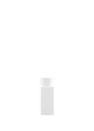 Quadratflasche PE 20 ml weiß mit Verschluss mit Dichtring