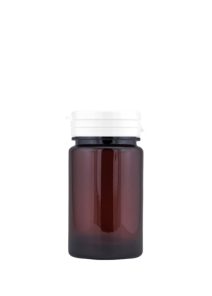 Snap-Dose PET 75 ml braun mit Snap-Verschluss glatt mit Induktionseinlage und Abreißring
