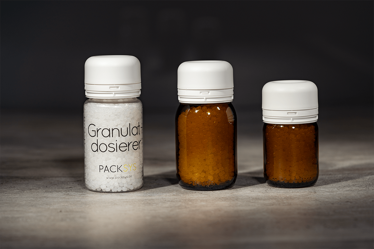 Granulatdosierer auf Glas und Kunststoff